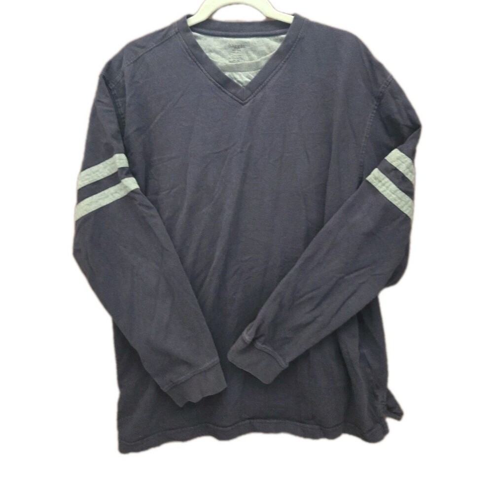 Haggar Long Sleeve Shirt V-Neck Blue Size XXL XX-Large